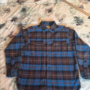 L.L. Bean Men's Blue and Brown Plaid Shirt